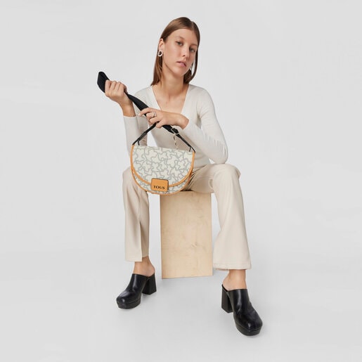 Bandolera mediana beige y mostaza Amaya Kaos Icon