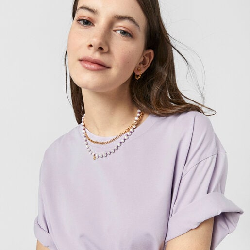 Collar de nylon lila con perlas TOUS Joy Bits