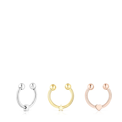 Set mit dreifarbigen Septum-Ringen TOUS Basics aus Stahl