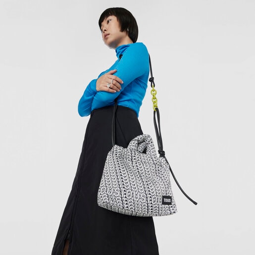 תיק כתף TOUS Cloud Soft בינוני שחור ולבן
