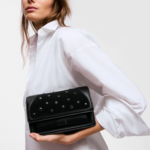 Sac à bandoulière noir petit TOUS Audree Strass