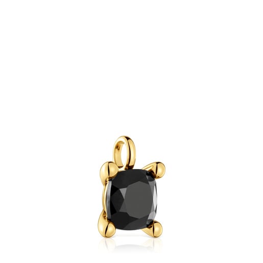 Pendente piccolo con motivo a orsetto in argento placcato oro 18 kt e onice Color Black