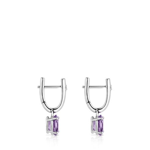Silver Hoop earrings with amethyst and diamonds TOUS Basic Colors | TOUS