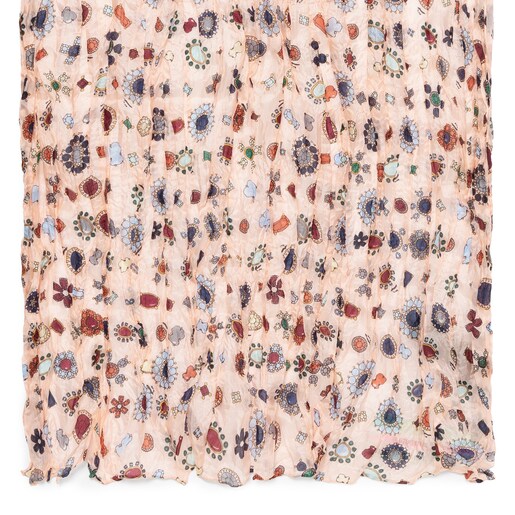 Pañuelo Teatime Plis rosa multi de seda