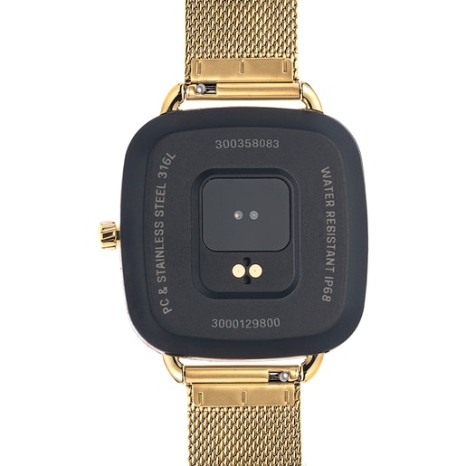 ساعة D-Connect Smartwatch الذكية باللون الذهبي بحزام من الصُلب المطلي بأيونات ذهبية اللون