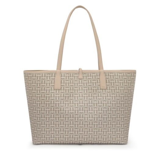 حقيبة أحمال خفيفة كبيرة الحجم بوجهين مزدوجة الاستخدام باللون الرملي من تشكيلة TOUS Manifesto