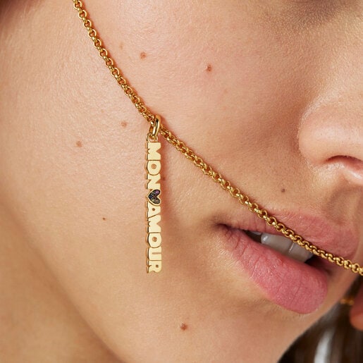 תליון TOUS Crossword Mon Amour מוורמיל כסף עם אבני ספיר