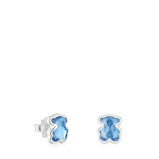 Aretes de plata y espinela azul creada en laboratorio Icon Color LGG