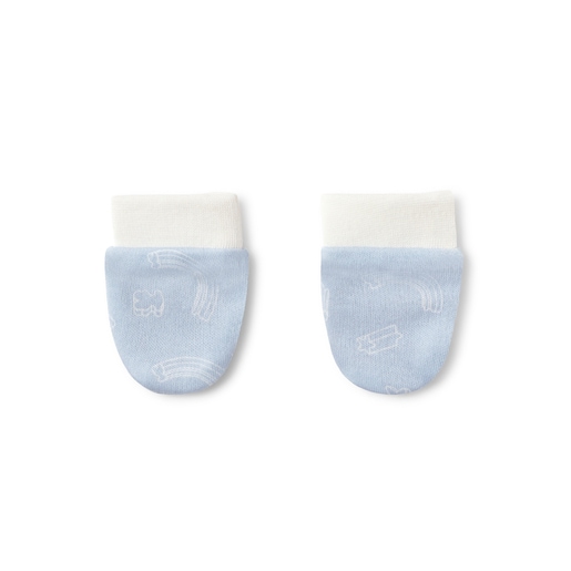 Baby hat and mittens set in Arc sky blue