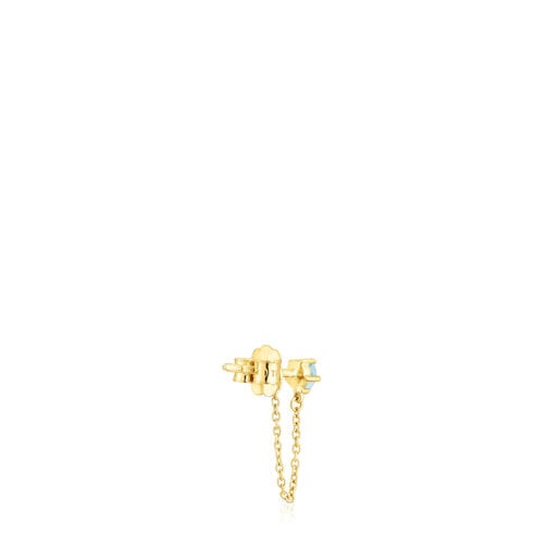 Gold Single earring with chain and topaz Cool Joy