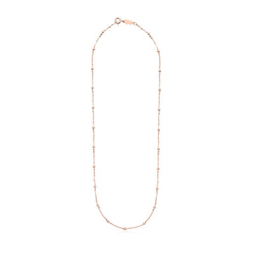 Collier ras du cou TOUS Chain en Argent vermeil rosé avec billes intercalées