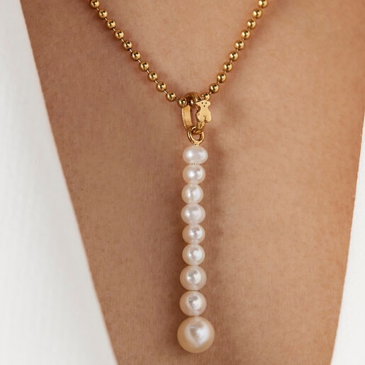 ペンダント  Gloss  パール  　イエローゴールドコーティング　　