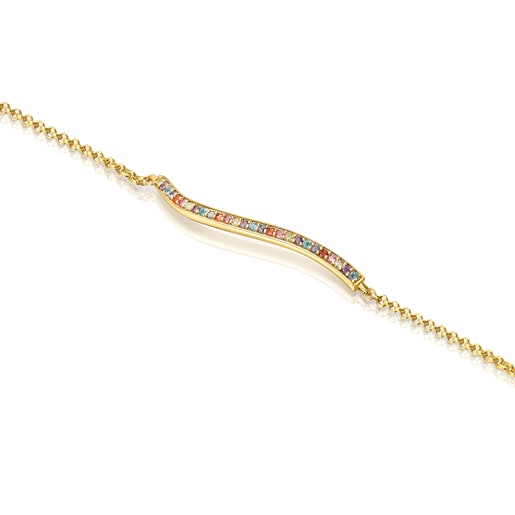 Bracciale con placcatura in oro 18 kt su argento e gemme TOUS Vibrant Colors