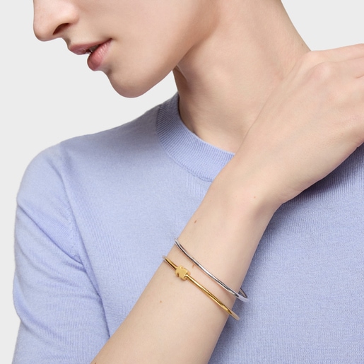 Bangle with 18kt gold plating over silver bear charm Sweet Dolls