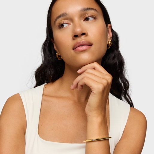 Pulsera esclava con baño de oro 18 kt sobre plata y espinelas Line