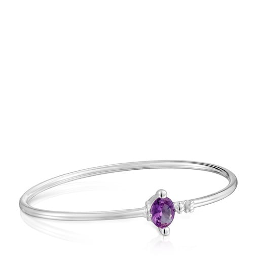 Bracelet manchette en argent et saphir lilas créé en laboratoire TOUS Color Lab