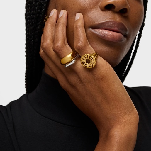 Signet ring with 18kt gold plating over silver Miranda
