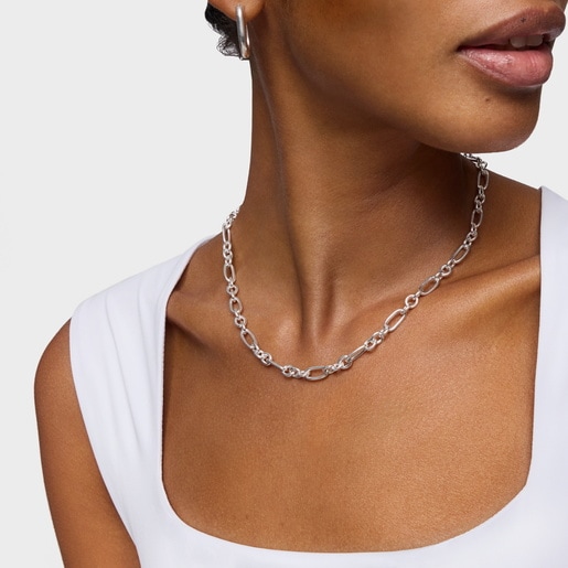 Short silver Ring necklace Sweet Dolls