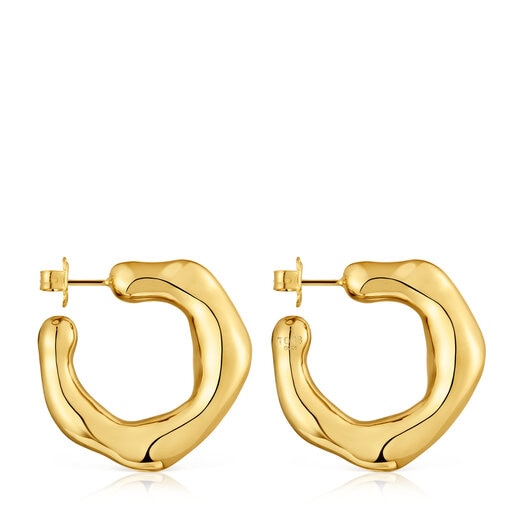 Aretes de aro con baño de oro 18 kt sobre plata Tabit