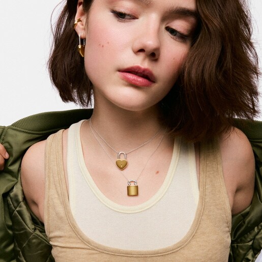 Collar bicolor motivo corazón candado TOUS Unlock