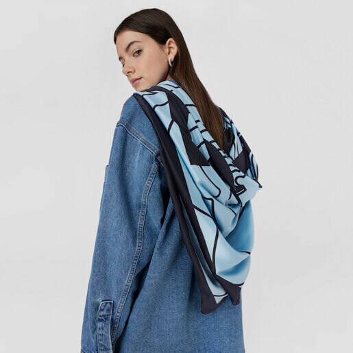 צעיף TOUS Maar מפוליאסטר כחול בהיר