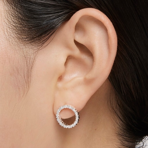 Medium Silver Straight disc Earrings