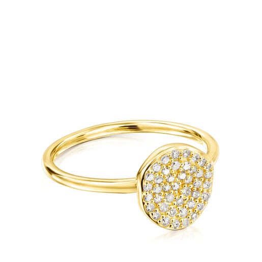 Gold Nenufar Ring with Diamonds