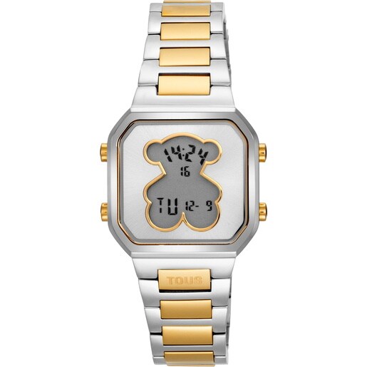 Reloj digital con brazalete de acero y acero dorado D-BEAR MINI