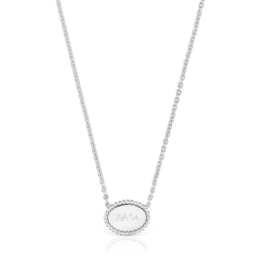 Short silver Necklace with plaque TOUS Mama