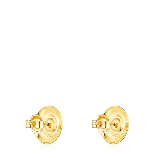 Small Silver Vermeil TOUS Basics disc Earrings with Pearl