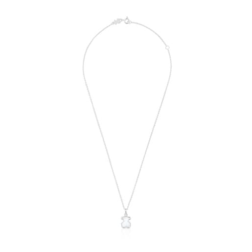 Collar corto de plata y metacrilato blanco Galaxy