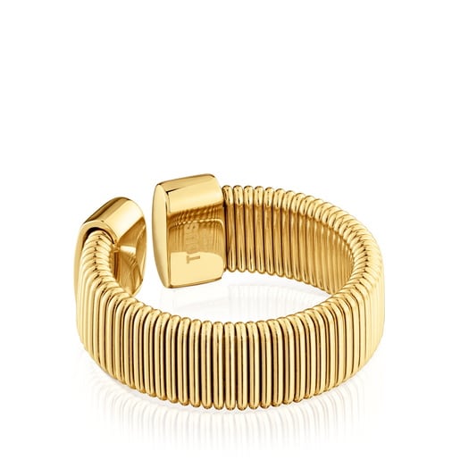 Anillo abierto de acero dorado Bulevard