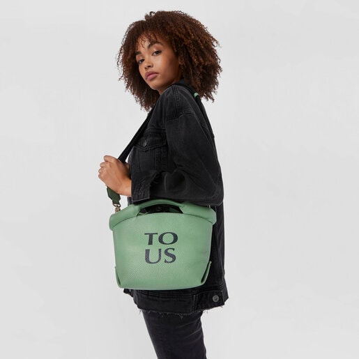 תיק סל TOUS Balloon קטן מעור בצבע חאקי