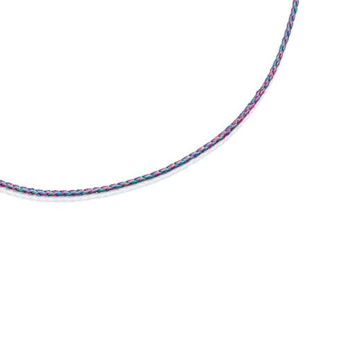 Pink and blue braided thread Necklace with silver vermeil clasp | TOUS