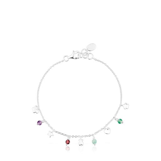 Silver Bold Motif Bracelet with gemstones and motifs