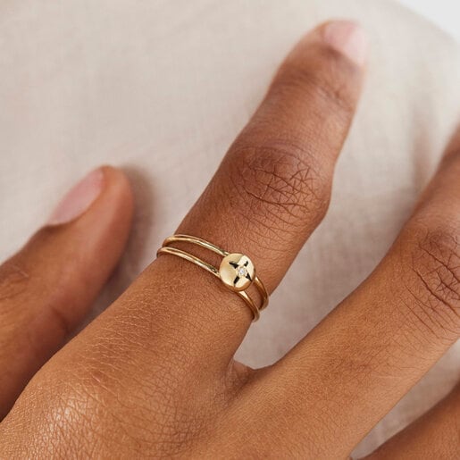 Gold Magic Nature star Ring with diamonds