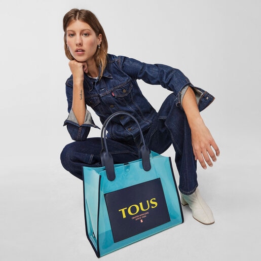 Большая прозрачная синяя сумка-shopping Amaya Vinyl