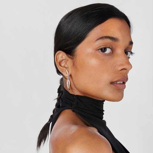 Silver wave-shaped Hoop earrings New Hav