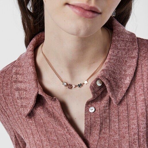 عقد Join من فيرميل الفضة الزهرية مرصع بأحجار كريمة