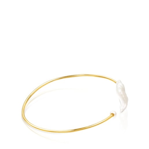 Silver Vermeil Nenufar petal Bracelet with Pearls