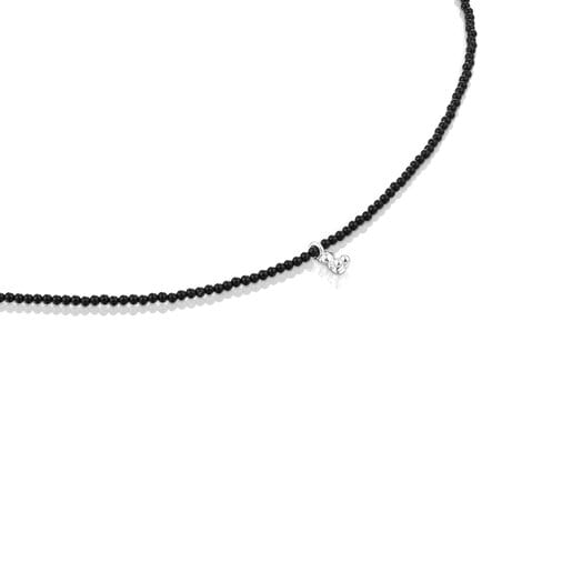 Silver Bold Bear Necklace with onyx and bear charm | TOUS