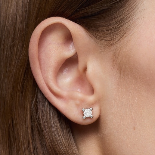 עגילים מפלטינה בשילוב יהלומי מעבדה 0.74 קראט TOUS Shine LGD