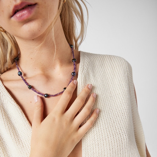 Колье из аметиста TOUS Color с серым жемчугом