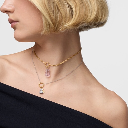 Colgante doble oso de oro 14 kt y diamantes Bold Bear