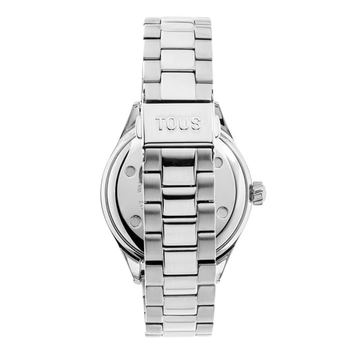 Montre analogique avec bracelet en acier et cristaux T-Logo