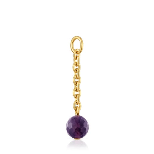 Hold Oval Pendant with 18kt gold plating over silver and amethyst