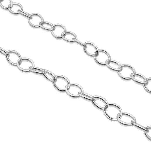 Gargantilla larga de plata con anillas grandes, 80 cm Chain