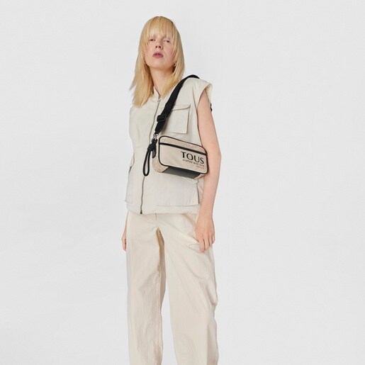 Beige nylon Kaos Mini Evolution crossbody reporter bag