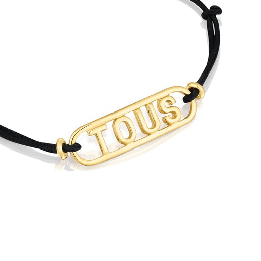 Black nylon Bracelet with silver vermeil Logo