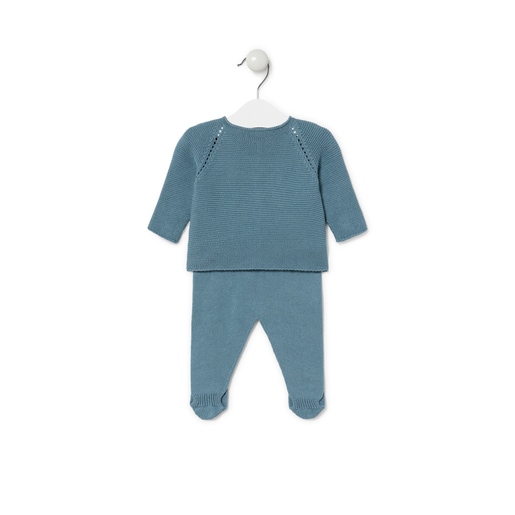 Knitted baby outfit in Tricot blue